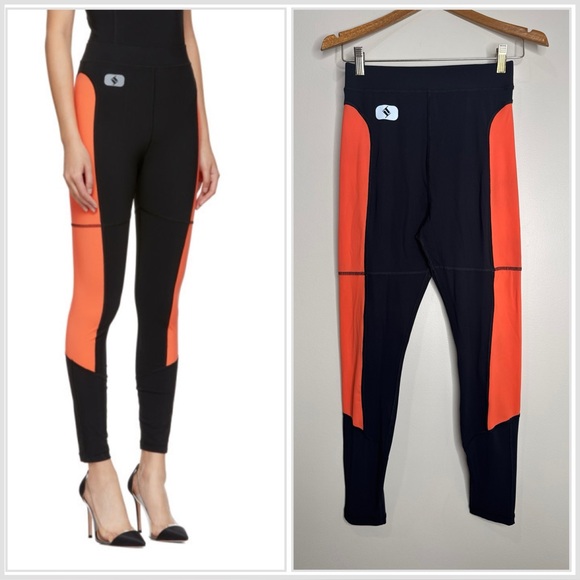 alexanderwang.t Black and Orange Swim Jersey Leggings High Rise Full Length S - Picture 1 of 7